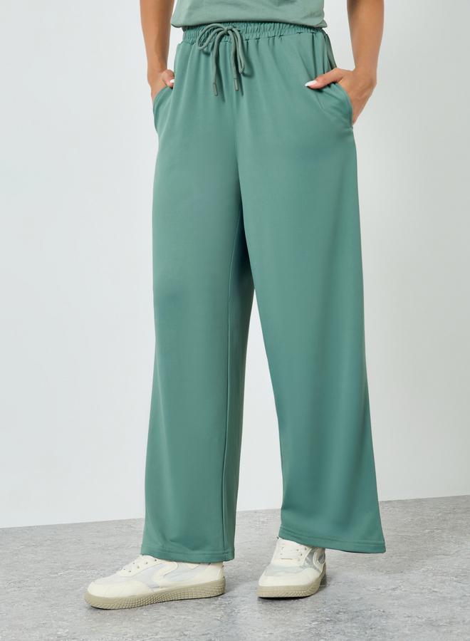 Styli Green Knitted Wide Leg Joggers - Image 1